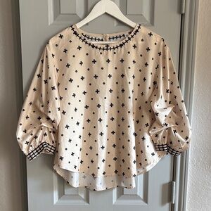 Elegant Cream and Black Women's Top